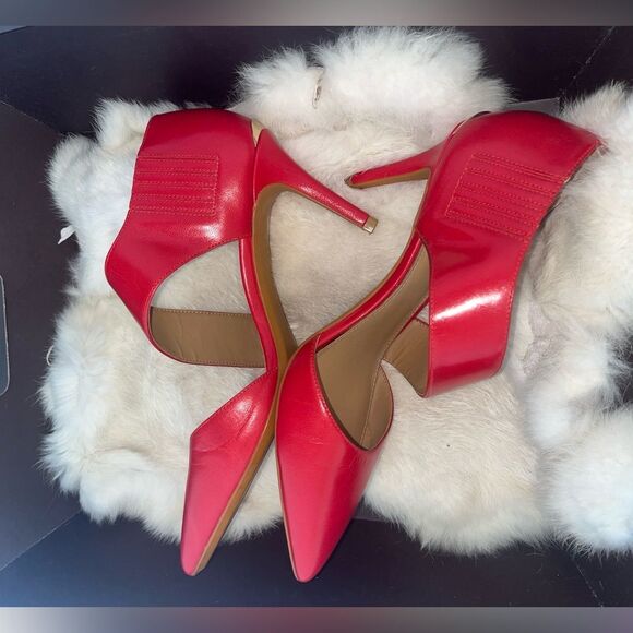 Calvin Klein Women Wrap Heel Red Patent Leather Gella Slip On Pumps Sz 6.5 - Picture 5 of 6